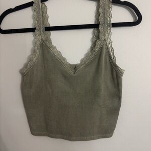 American Eagle Outfitters Lace Ribbed Tank